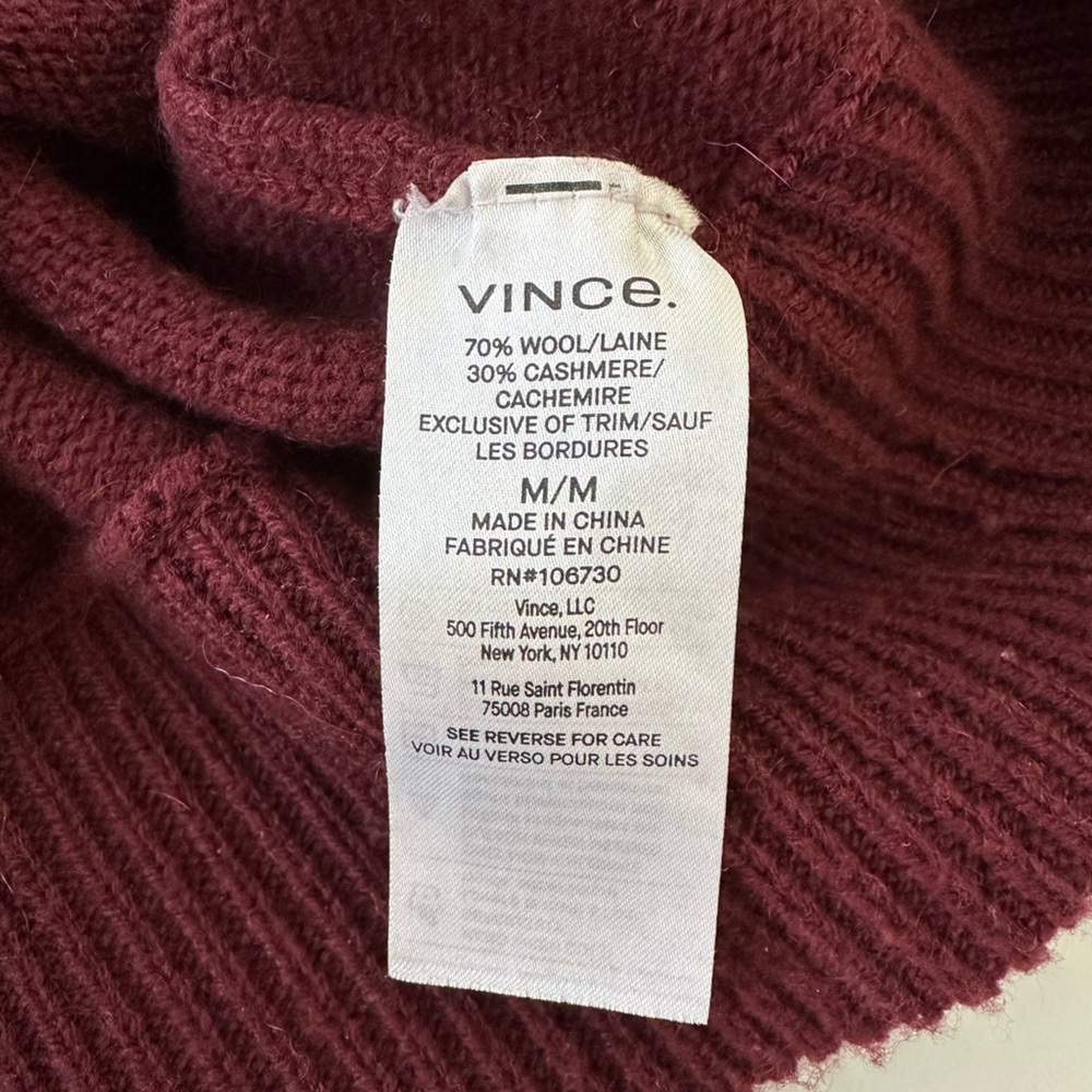 Vince Cashmere Burgundy Cardigan Sweater Medium - Picture 6 of 7
